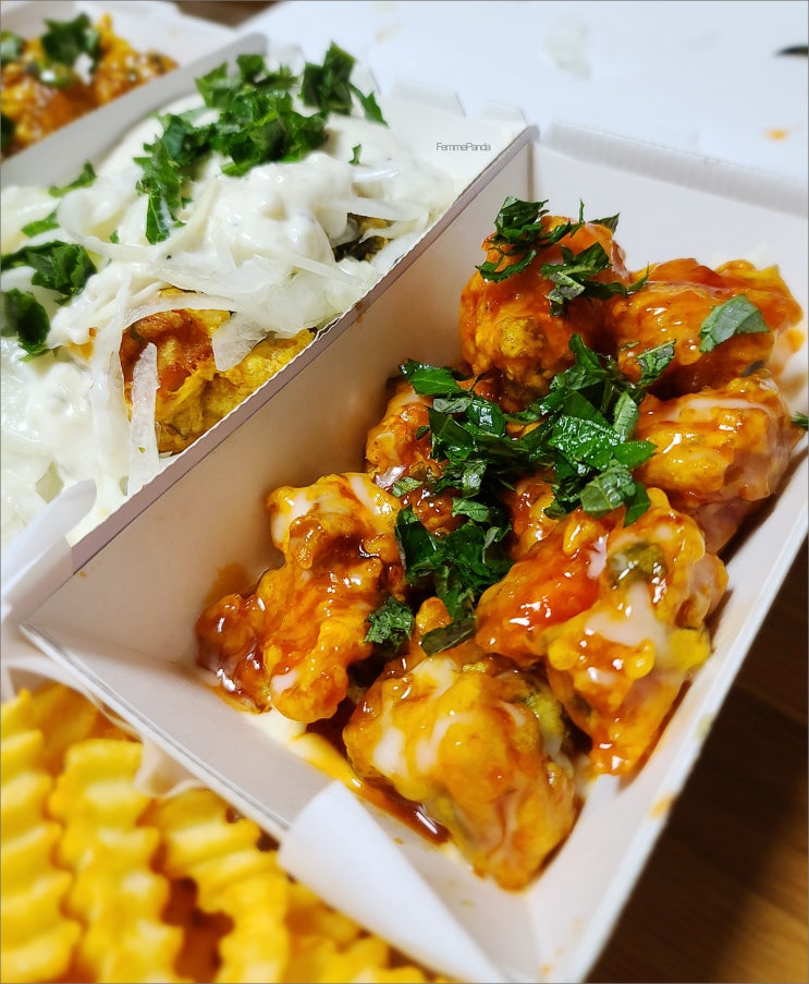  코리엔탈 깻잎두마리치킨 정자점 수원왕갈비+양파크리미+슈프림양념