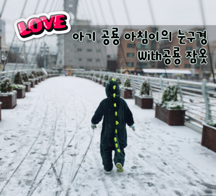  오랜만에 눈이 왔어요~(공룡 잠옷 입고 눈사람만들기)
