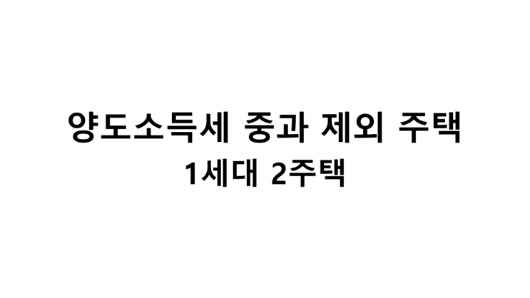  양도소득세 중과 제외 주택(1세대 2주택)