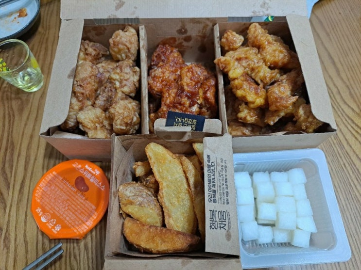  교촌치킨 믹스시리즈 시그니처순살세트와 웨지감자 후기 (내돈내산)