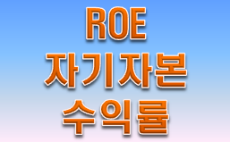 자기자본이익률 '주식 ROE'!!