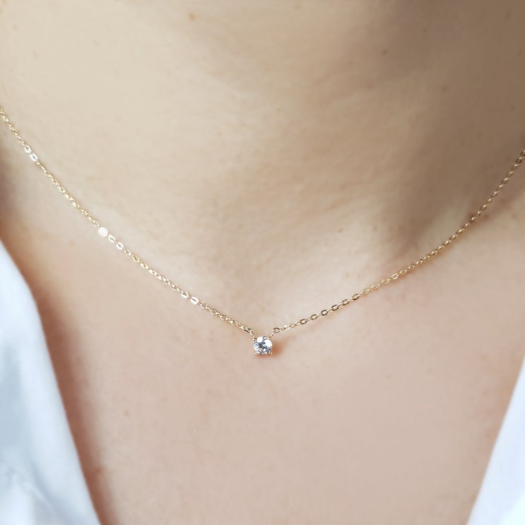  더벨루 14K 18K 원 큐빅 목걸이 선물 기념일 데일리 목걸이
