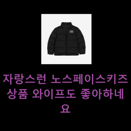  자랑스런 노스페이스키즈 상품 와이프도 좋아하네요