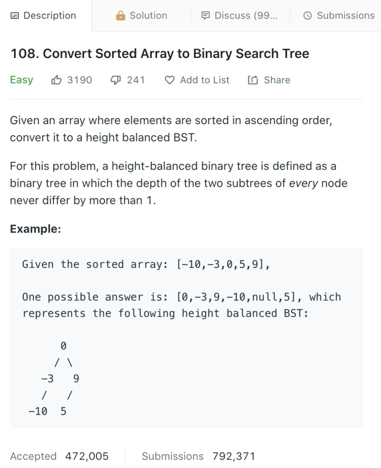 108. Convert Sorted Array to Binary Search Tree