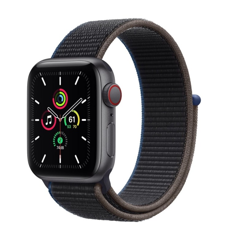  애플워치 SE GPS + 셀룰러 40mm, 스페이스 그레이 알루미늄(케이스), 차콜(스포츠 루프)