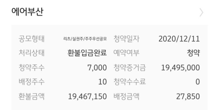  에어부산 실권주 청약 10주 배정