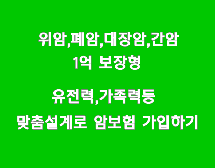  위암,폐암,대장암,간암,췌장,담낭암 1억 평생보장 가족력,유전력등 맞춤설계받기_내가만드는보장보험