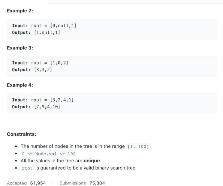 1038. Binary Search Tree to Greater Sum Tree