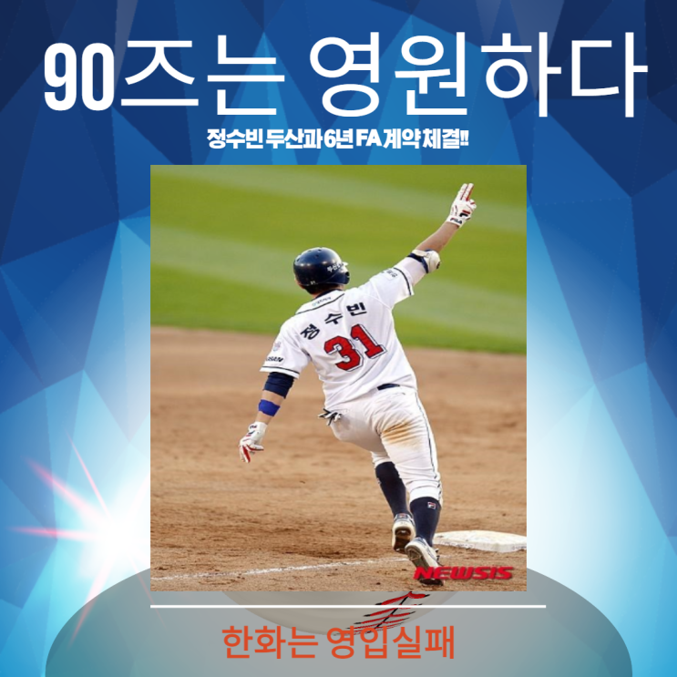 90즈는 영원하다~~ 두산 정수빈 FA 계약 체결