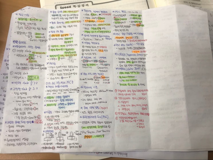  청소하다가 건축사예비시험 구조공부하던 필기노트를 찾았어요 ㅎㅎ