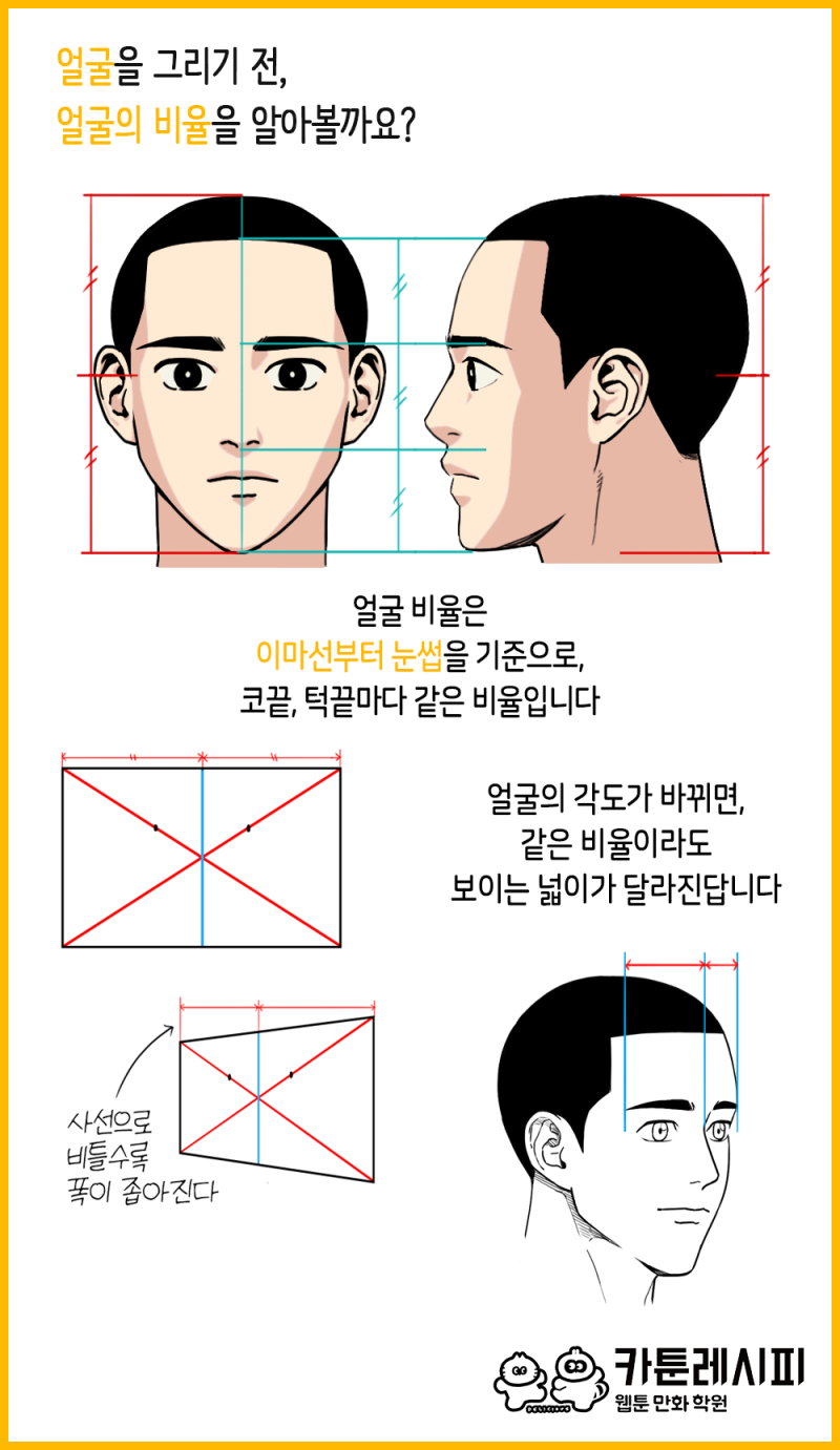 카툰레시피 간단 강좌 1. 얼굴 그리기 [부천만화학원/부천웹툰학원] : 네이버 블로그, image size:800x1381