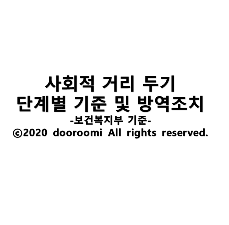  [정보] 사회적 거리 두기 단계별 기준 및 방역조치 표