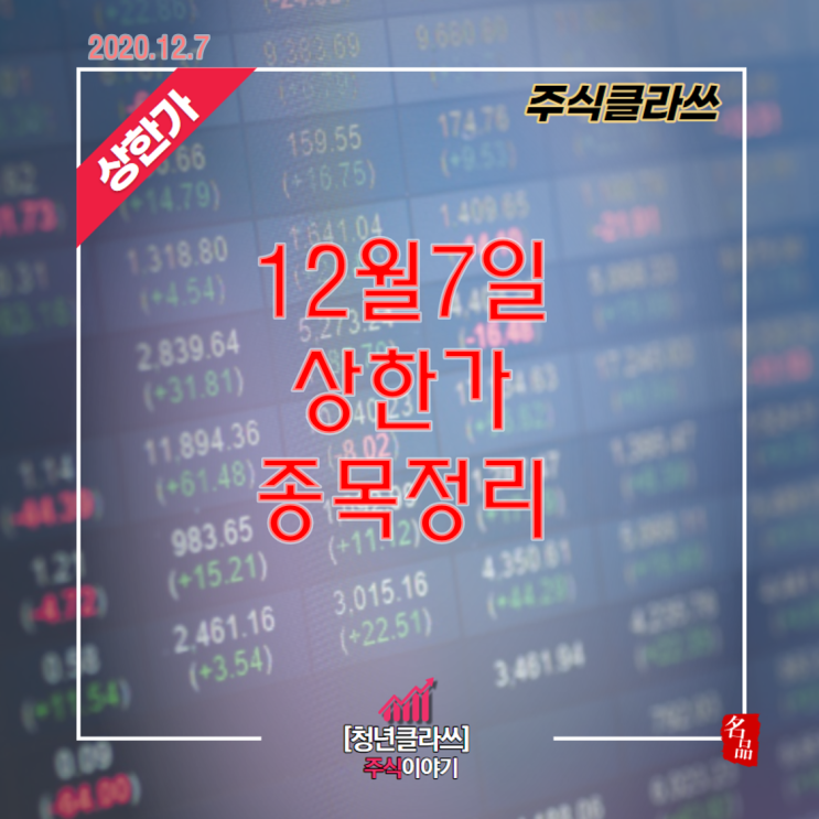  12월 7일 오늘 상한가 종목 정리 수익 포함