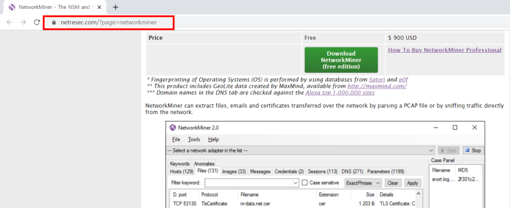  [패킷 포렌식] WireShark, 네트워크마이너(Networkminer) 를 이용하여 PCAP에 포함된 악성코드 여부를 판단하는 절차 알아보기