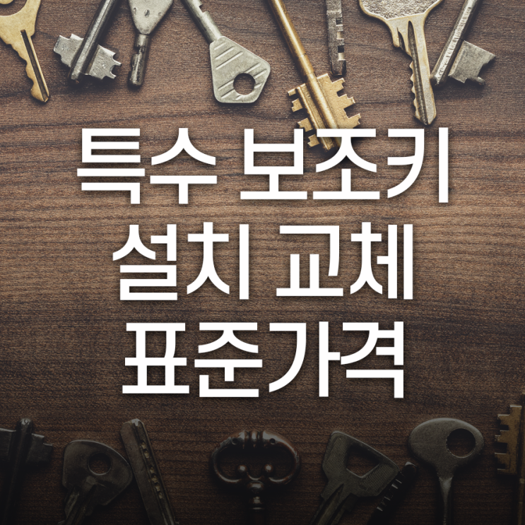  보안성 갑, 특수 보조키 설치 비용이 궁금하다면?