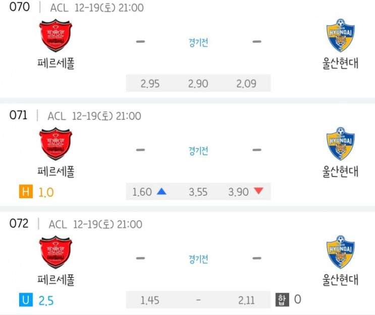 2020.12.19 ACL 아시아 챔피언스리그 결승전 페르세폴 울산현대