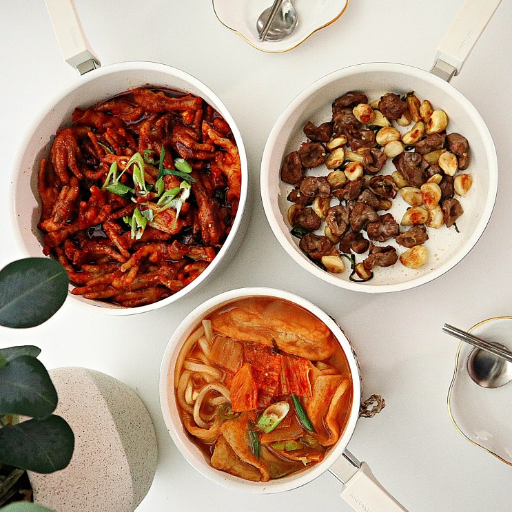 집콕 홈파티! 포차 안주레시피 불닭발 & 모래집볶음, 어묵김치우동