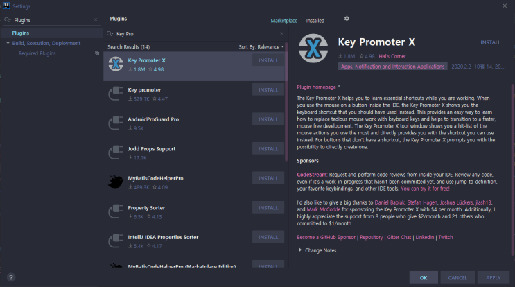 [IntelliJ] 유용한 플러그인 - Key Promoter X, Presentation Assistant