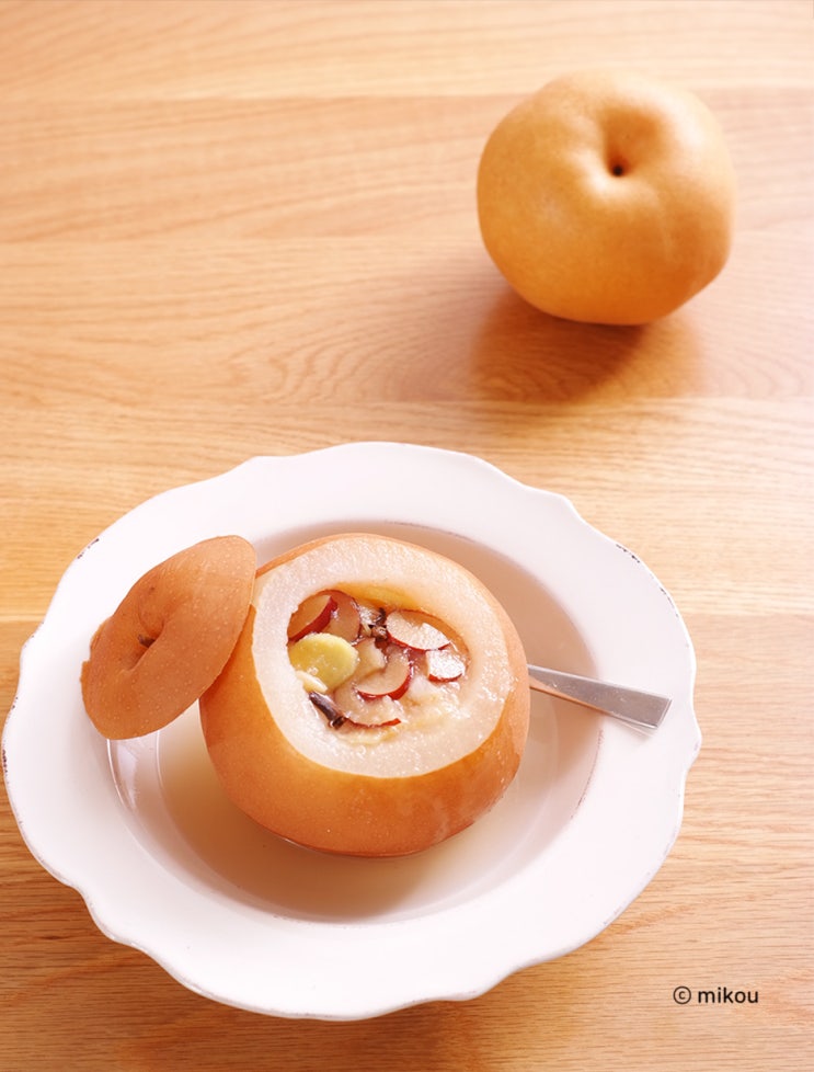  감기 기운 있을 때 먹는 배꿀찜 만들기