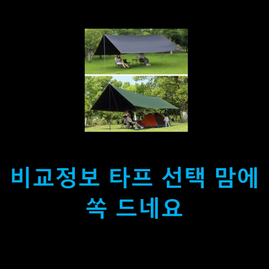  비교정보 타프 선택 맘에 쏙 드네요
