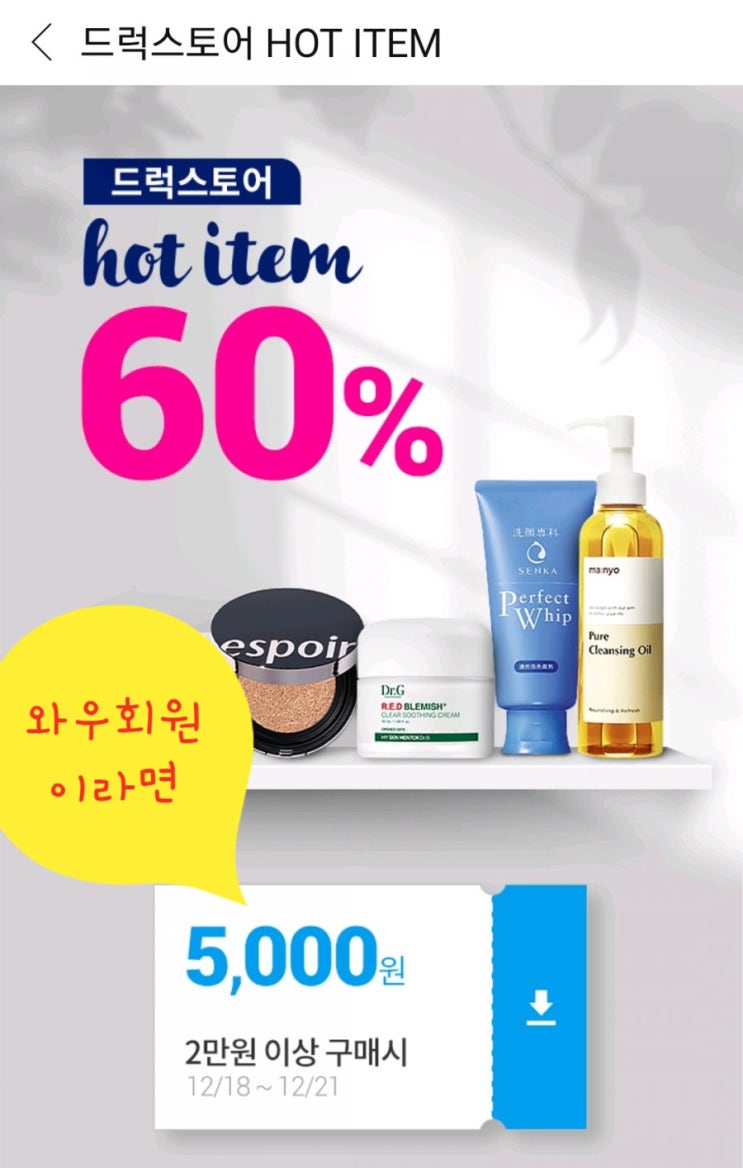  쿠팡 드럭스토어 12.18~12.21 3일간 세일