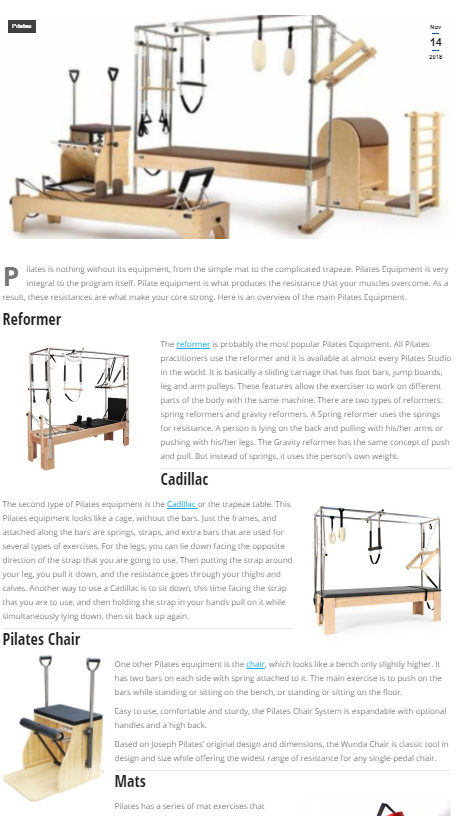 Main Pilates Equipment - Pilates Tools