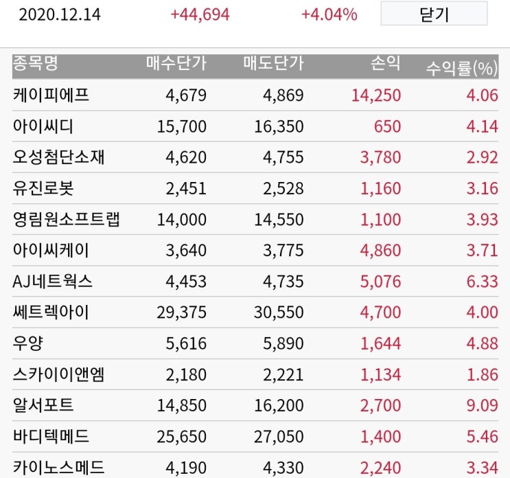  12월 3주차 주식투자 결과