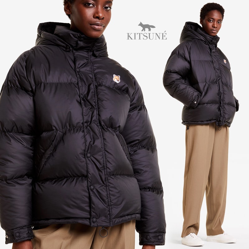 메종키츠네 ICONIC 팍스헤드 숏다운 패딩 BLK