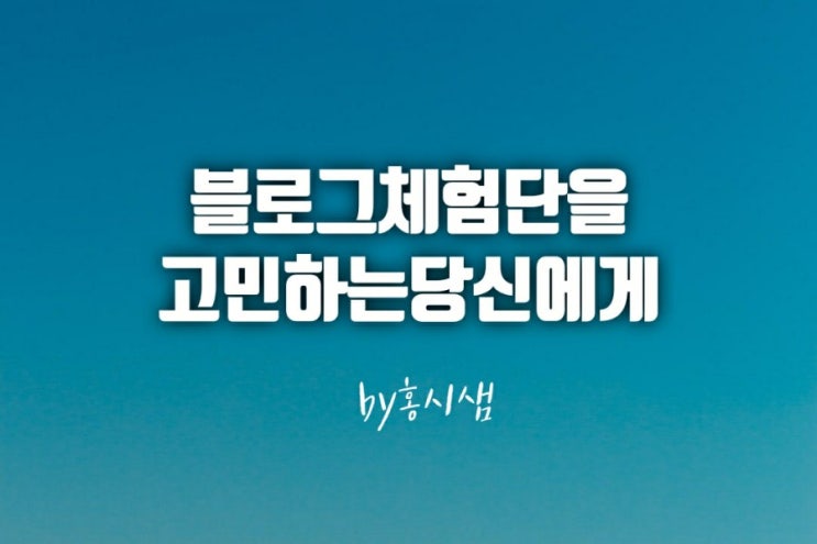 블로그 체험단을 원하시는 분들에게/나의 경험