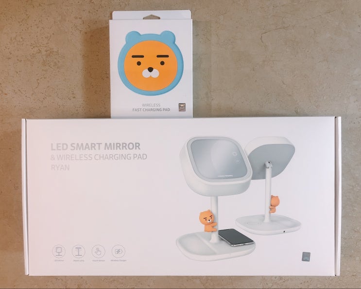  [카카오톡선물하기] 카카오프렌즈 스마트 무선충전 LED 미러 스탠드 (무드등), 얼굴형 실리콘 무선충전패드 (고속충전) 사용후기