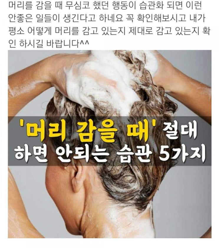  머리 감을 때 절대 하면 안되는 습관 5가지