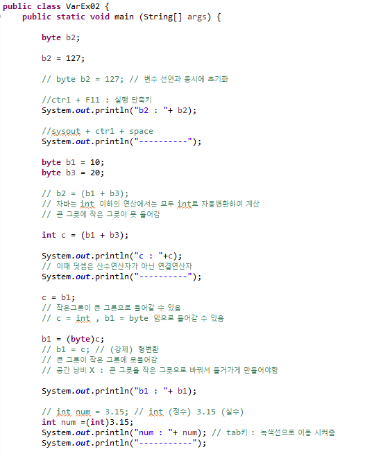  자바 기초 개념 2. 강제형 변환