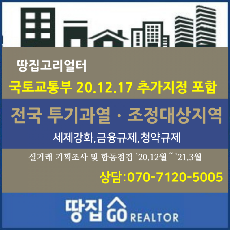  2020.12월 18일 - 전국 규제지역(조정대상지역과 투기과열지구) 현황