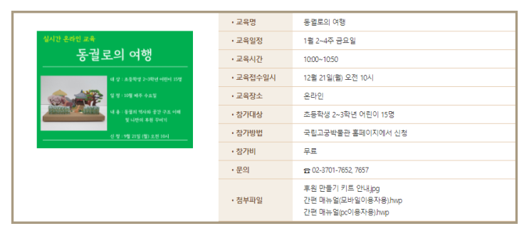  국립고궁박물관> 온라인 프로그램 '동궐로의 여행' ( 12.21 10시 신청, 초등 2~3학년)