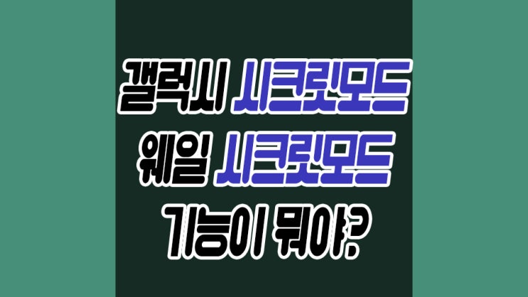  갤럭시 시크릿모드 사용방법과 그 기능은 무엇일까?
