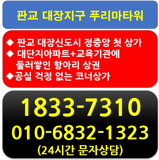  판교 상가 분양의 이슈 대장지구 푸리마타워
