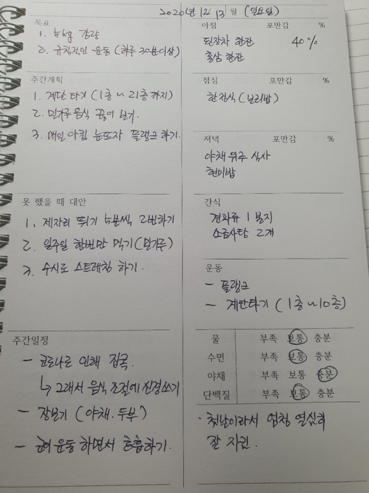  간단하고 심플한 다이어트일기 노트