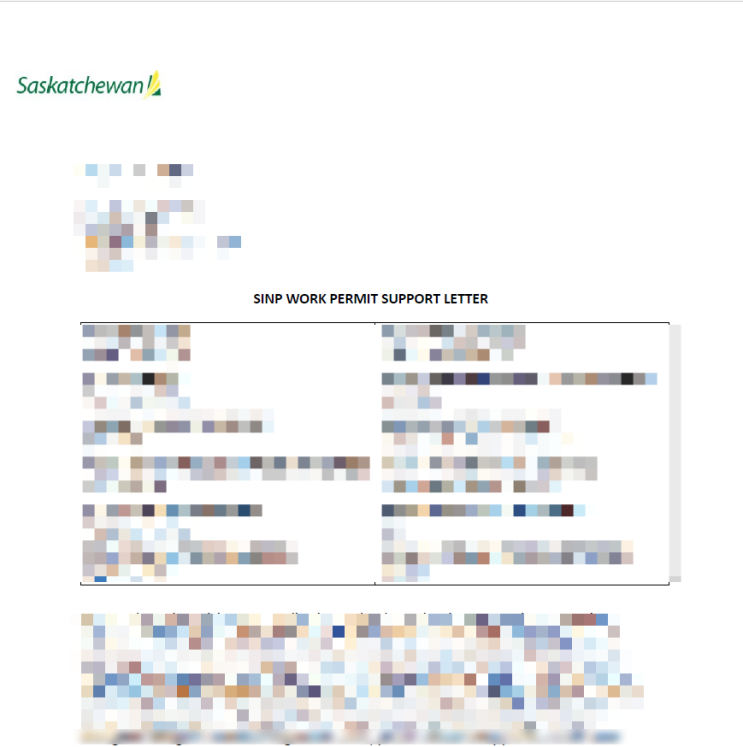  캐나다 워킹홀리데이 SINP Work permit supporting letter