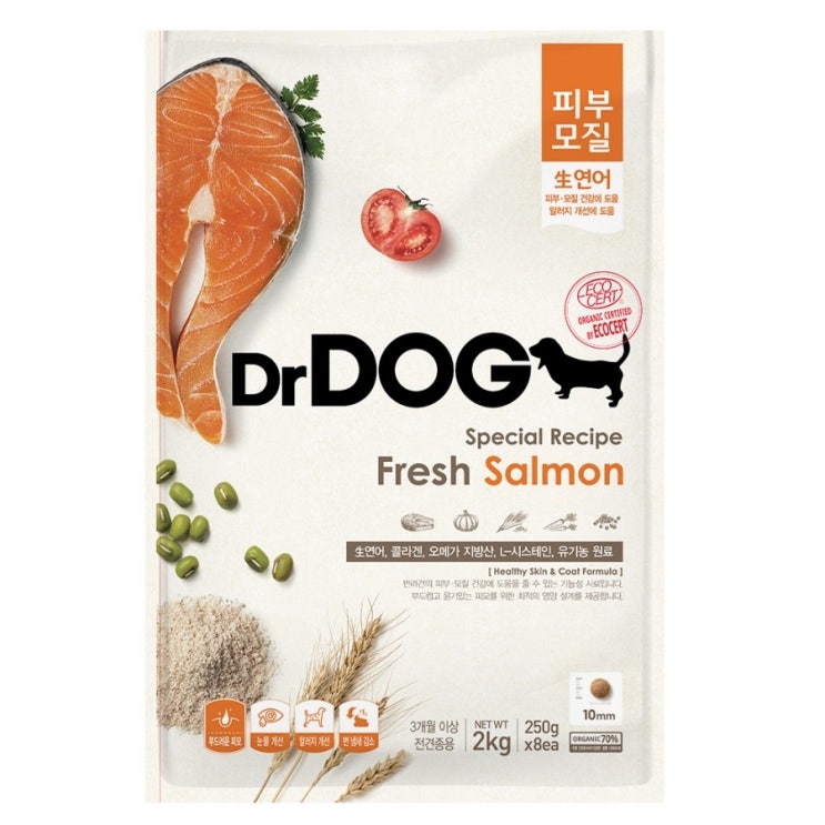  닥터독 3개월 이상 연어 피부모질 닥터독 사료 생선 2kg