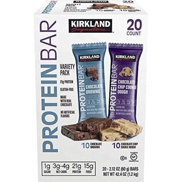  커클랜드시그니춰 프로틴 바 60g, 초콜릿 브라우니 + 칩 쿠키 도우