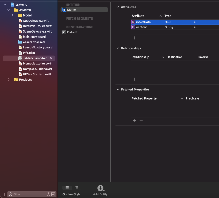  Swift, Xcode 데이터베이스 구현 1