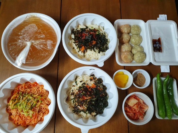  [천안] 두정동 국수 맛집 옛날양푼국수 메뉴추천/포장/맛 솔직후기 (잔치국수,비빔국수,고기+김치만두)