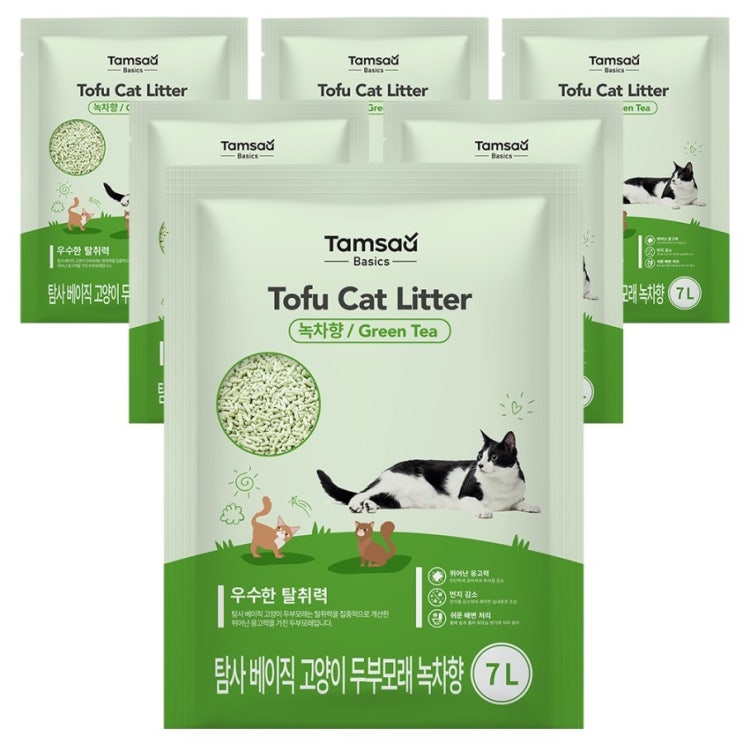  탐사 베이직 프리미엄 고양이 두부모래 7L 녹차향 6개