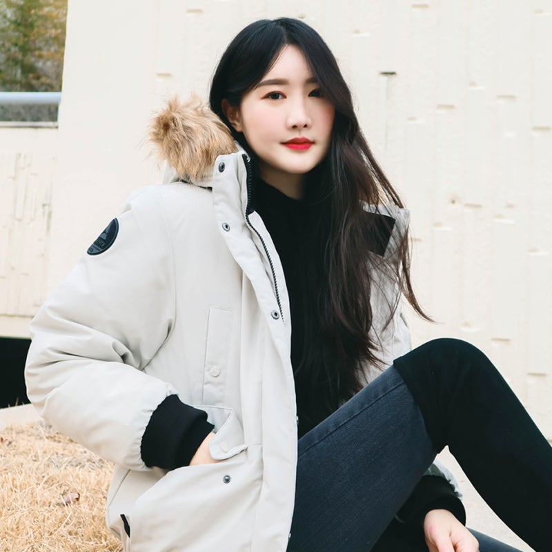 디스커버리 브랜드 숏패딩 여성 익스페디션 숏마운틴쿡 코디