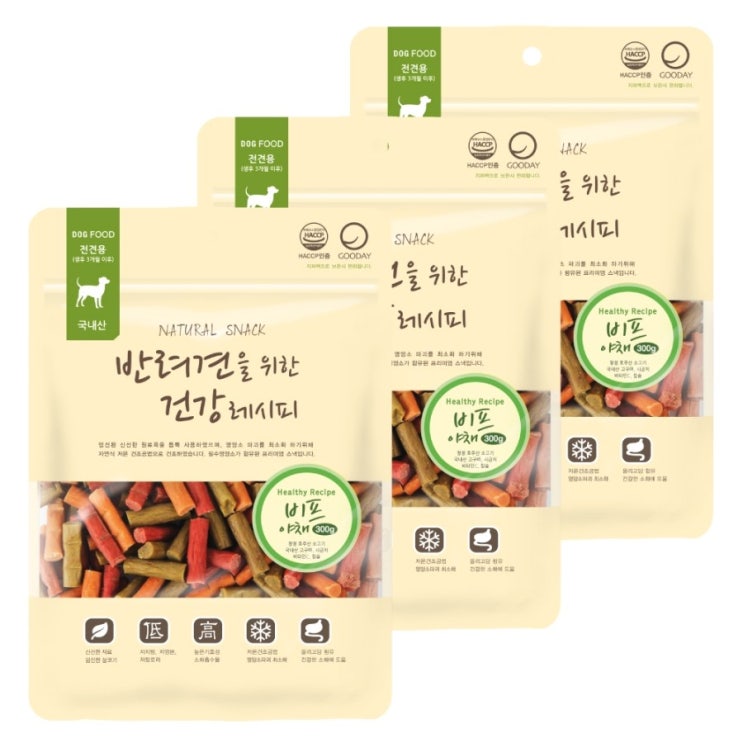  굿데이 반려견을 위한 건강레시피 져키 비프야채 3개입