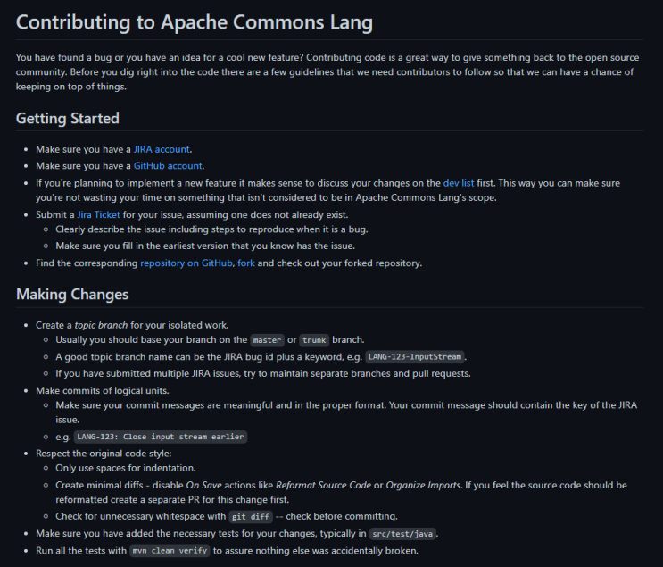 apache commons-lang 오픈소스 컨트리뷰터 되기 apache commons-lang 오픈소스 컨트리뷰터 되기