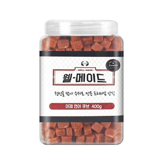  웰메이드 강아지 수제간식 400g 야채연어큐브맛