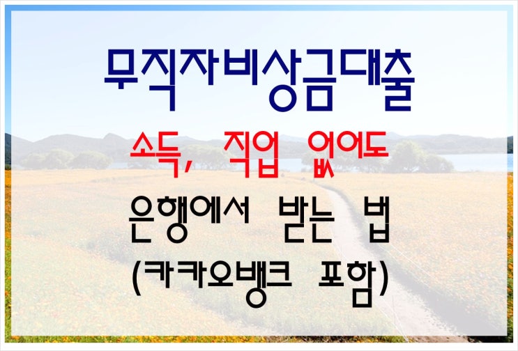  무직자 비상금대출 은행에서 받는 방법