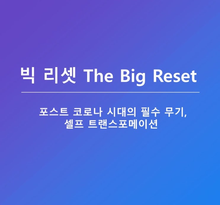  책 출판 스토리 - 빅 리셋 The Big Reset : 포스트 코로나 시대의 필수 무기 셀프 트랜스포메이션