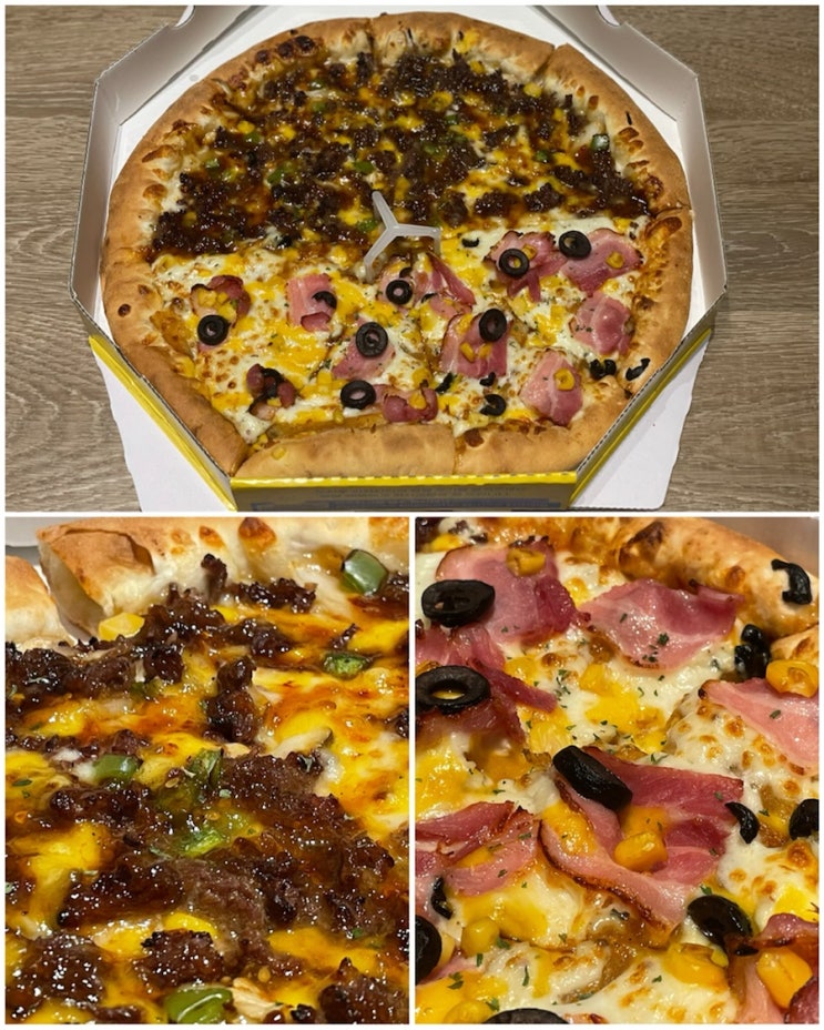  반올림피자샵 반반피자 메뉴 반올림 치즈후라이 불벅 치즈링 후기